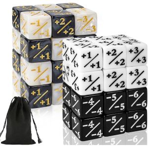 Chenquansarl-Lot De 48 D&eacute;s Mtg - Compteur De D&eacute;s - Compteur De D&eacute;s De Fid&eacute;lit&eacute; - Compatible Avec Les Accessoires De Jeu De Cartes Mtg Ccg Avec Sac De Rangement (Noir, Blanc, Noir Perle, Blanc Perl&eacute;) - Neuf