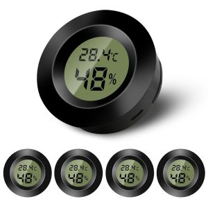Lot de 5 mini thermomètres numériques d'intérieur, hygromètre numérique LCD, moniteur de température et d'humidité pour la maison, la crèche, l'incubateur de guitare, les reptiles, la serre de voiture - Neuf