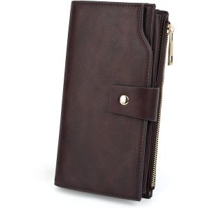 Femme Portefeuille Blocage Rfid En Pu Cuir Avec Bracelet Grande Capacité(21 Emplacements De Cartes) Poche Intérieure Convient Aux Portables 5.5 - Neuf