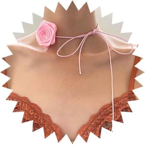 Kal-Collier Ras Du Cou Gothique À Fleurs Collier Noir À Fleurs Roses Long Ruban Floral Collier À Lacets Ruban Fin N?ud Papillon Collier Ras Du Cou Cosplay Bijoux Fantaisie Pour Femmes Filles - Neuf