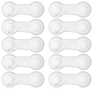 Lot de 10 verrous de s&eacute;curit&eacute; pour armoires et tiroirs blancs pour la protection des b&eacute;b&eacute;s et des animaux domestiques - Neuf
