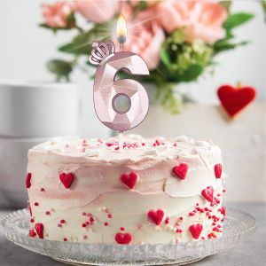 Bougie Num&eacute;ro 8, Grande Bougie D'anniversaire De 7.6 Cm Avec Couronne 3d Exquise Con&ccedil;ue Pour D&eacute;corations De G&acirc;teau Pour Anniversaire De Mariage, R&eacute;unions D'anniversaire, D&eacute;coration De F&ecirc;te ([Z5936] - Neuf