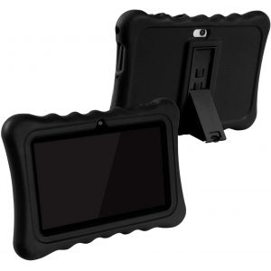 LORANKA-Coque Housse &Eacute;tui pour Haehne 7/LAMZIEN 7/Dragon Touch 7/JEJA 7/Pritom 7/YUNTAB Q88H Q88 7/JINYJIA 7 Pouces Tablette Tactile, Coque &Eacute;tui en Silicone avec R&eacute;glable Support, Noir - Neuf