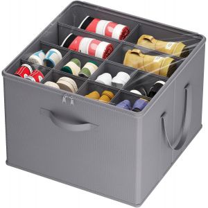 SUBZONAL-Organiseur Chaussures Pliable pour 12-16 Paires, Shoe Organizer, Boite Rangement Chaussures Placard avec Support Inf&eacute;rieur et Poign&eacute;es Renforc&eacute;es, Gris - Neuf