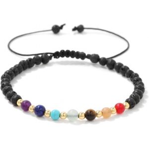 Eryi-Bracelet Chakra Pour Femme, Élastique Bracelet 7 Chakras Pierre Naturelle 4mm Naturelle Bracelets Perles Bracelets Pierres Naturelle Pour Femme Fille - Neuf