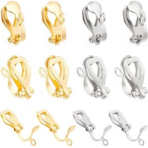 Kal-1bo&icirc;te 40pcs 2couleurs Boucles D'oreilles Clips En Acier Inoxydable R&eacute;sultats De Boucles D'oreilles Non Perc&eacute;es Or Acier Inoxydable Couleur Clip-On Boucle D'oreille Convertisseur Composants - Neuf