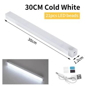 Lampe d'armoire LED à détecteur de mouvement,veilleuse à induction aste,lampe de détecteur portable sans fil,rétroéclairage d'escalier de cuisine--30CM Cold White - Neuf