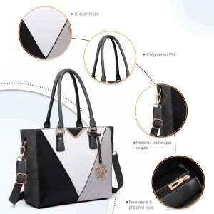 CAUC-Sac à Main Femme en Cuir PU, Cabas Bandoulière Multicolore,Idéal pour l'École, le Travail et l'Usage Quotidien - Neuf