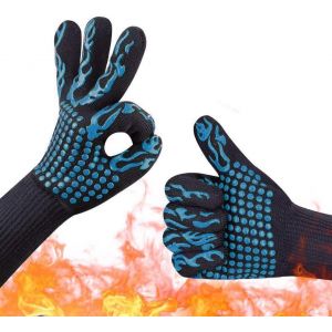 BARBECUE Gants de, Gants de Protection, Silicone anti-D&eacute;rapant Gants de Protection R&eacute;sistant &agrave; la Chaleur jusqu'&agrave; 800&deg;C, EN407 Certifi&eacute;, BBQ de Silicone de Gants pour la Cuisine, l - Neuf