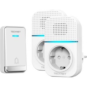 JEXNOVASHOP-Sonnette sans Fil 400 M&egrave;tres, &Eacute;tanche IP65 avec Fonction de Charge et lumi&egrave;re LED Kit de 1 Carillon et 2 R&eacute;cepteur Enfichables, 60 M&eacute;lodies 5 Niveaux Volumes, pour Maison, Bureau, H&ocirc;tel - Neuf