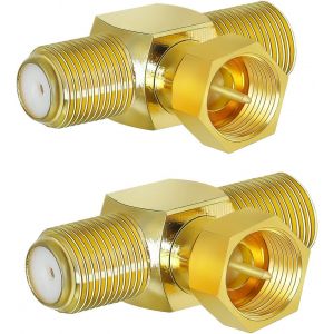 Connecteur r&eacute;partiteur de Type F F m&acirc;le vers Double F Femelle Adaptateur Triple T connecteur coaxial 3 Voies en Forme de T pour TV vid&eacute;o magn&eacute;toscope antenne connecteur F combinateur 2 pi&egrave;ces - Neuf