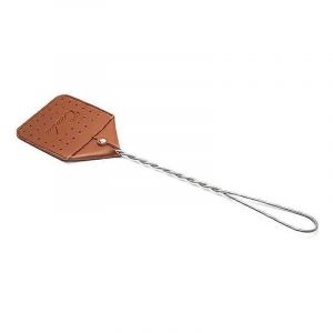 Coupe-mouches en cuir,SL. GT Mosquito Slap avec poignée en métal,tapette à mouches portable pour les mouches Moustiques Insectes,43.2x10.8x15.5cm (marron) - Neuf