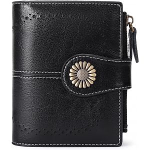 Mesdames Portefeuille Cuir porte-Monnaie de Dames Court Titulaire de la Carte de Dames fermeture à Glissière porte-monnaie RFID Blocage de Portefeuille(Noir) - Neuf