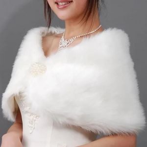 Echarpe De Fourrure Faux Mariage De Mariée Avec Abs Perles Châle Foulard De Femme - Neuf