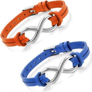 Kal-Bracelet En Cuir Pour Homme Et Femme Avec Symbole Amour Infini En Acier Inoxydable - Neuf