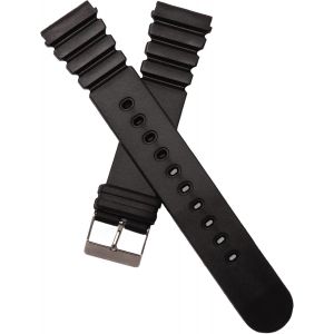 Eryi-Bracelet De Montre En Caoutchouc Noir 19 Mm Pour Homme New Old Stock 1970 ¿ Bande Vintage Original ¿ Strap D'horlogerie Antique Traditionnel - Neuf