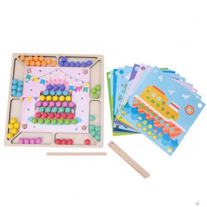 Jouets En Bois Pour L'education Precoce Des Enfants, Tri Des Couleurs, Entrainement Cerebral, Jeu De Perles A Clip - Neuf