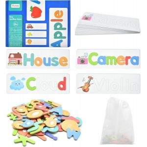 KAL-3 Ensembles Jouet Enfant 3-8 Ans, Puzzle Alphabetjeux Educatif D'Orthographe,Puzzle Alphabet Boisjouet Garcon Lettre Scrabble Classiquefille Lettre - Neuf