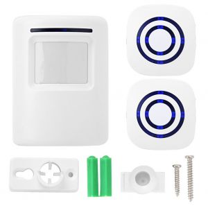 Sonnette sans fil 2V1 IR, detecteur de mouvement PIR, recepteur, alarme LED d'entree, 110-240 V (prise UE) - Neuf