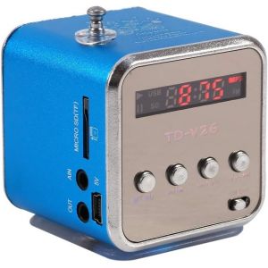 CHECARZHN--NO1-Mini Haut-Parleur Portatif De Radio Fm, Lecteur De Musique Stéréo Numérique Mp3 Mp4, Support Carte Tf, Disque Usb Fm (Bleu) - Neuf