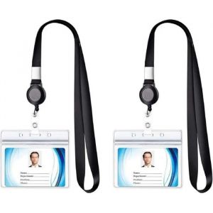 Lot De 2 Porte-Badges Avec Porte Carte Transparent, 1 Ensemble Comprend Cordon, Porte Badge, Pour Carte De Visite, Carte - Neuf