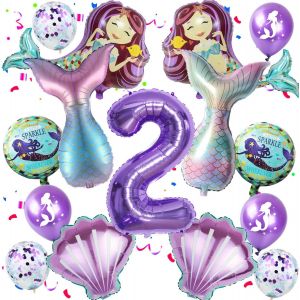 D&eacute;coration 2 Ans Anniversaire Fille Sir&egrave;nes,Ballons Sir&egrave;ne 2 Ans Anniversaire D&eacute;coration Sir&egrave;ne,Ballons Transparents Th&egrave;me Sir&egrave;ne Pour 2 Ans F&ecirc;te Fille D&eacute;coration Anniversaire 2 Ans Fille - Neuf