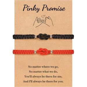 Eryi-Bracelet Couple Cadeau Pour Amoureux - Homme Femme - Anniversaire, Noël Pour Petite Amie, Petit Ami, Mari, Épouse, Famille, Amis (Noir + Rouge) - Neuf