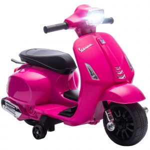 Scooter Moto &Eacute;lectrique Enfant Vespa 6v 2,5km/H Musique Mp3 Port Usb Klaxon Phare Feu Ar Rose - Neuf