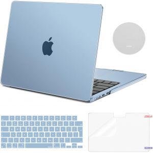KALANKA-Coque Compatible avec MacBook Air M4 M3 M2 13 Pouces A3240 A3113 A2681 2025-2022,Étui Rigide Plastique&Clavier&Protecteur D'écran&sous-Verre Compatible avec MacBook Air 13,6, Bleu Ciel - Neuf