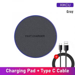 Chargeur Sans Fil Rapide Ultra-Fin Pour Samsung Galaxy S25 S24 S23 S22 Iphone 16-12 Pro Max,Station De Charge À Induction Sans Fil--With Cable Gray - Neuf