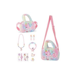 Sac bandouli&egrave;re licorne en peluche avec accessoires pour filles - 9 pi&egrave;ces - Neuf