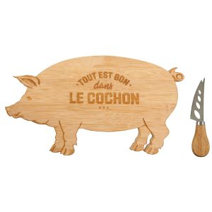 Coffret Planche Ap&eacute;ritif Bambou Tout Est Bon Dans Le Cochon - Neuf