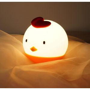 Veilleuse Enfant, Veilleuse Bebe Poussin7 Couleurs, Contr&ocirc;le Tap Dimmable Lampe Chevet Enfant Rechargeable, Chronom&eacute;tr&eacute; Led Silicone Portable Veilleuse Pour Fille Enfant Bebe Deco Chambre Cadeau - Neuf