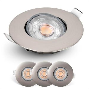 Emos Spot Led Encastrable 230v, 5w / 450lm | Spot Led Extra Plat 50° Orientable, Blanc Chaud 3000k | Lot De 6 Spots De Plafond Pour L'intérieur, Plafonnier Led Encastré, Couleur Blanc - Neuf