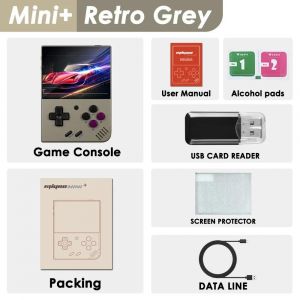 Ore-Miyoo-Console De Jeu Portable Mini Plus,Console De Jeu Rétro,V2,Écran Mini + Ips,Console De Jeu Vidéo Classique,Système Linux,Cadeau Pour Enfants-128g(25k Games)-Retro Grey - Neuf