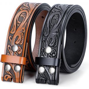 Cauc-Lot De 2 Ceintures Occidentales Pour Homme Sans Boucle, Ceinture De Cowboy Pour Boucle En Cuir Occidental Pour Jeans - Neuf