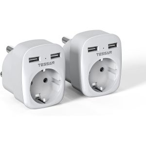 CMWX-2 Pack Adaptateur Afrique du Sud France avec USB, 3 en 1 Adapter avec 2 USB, 2500W Prise France vers Afrique du Sud, Adapter Type M pour Namibie, Lesotho - Neuf
