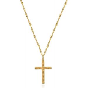 Kal-Cha&icirc;ne Pour Femme En Or Avec Pendentif En Forme De Croix - Hypoallerg&eacute;nique - Plaqu&eacute; Or 18 Carats - Bijou Fantaisie Pour Femmes Et Filles - Neuf