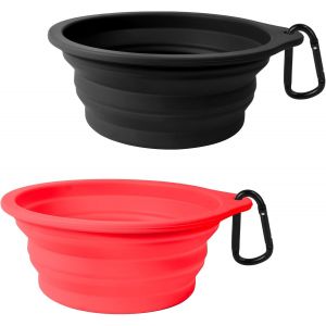 Gamelle Pliable En Silicone Pour Chien, Sans Bpa, Lavable Au Lave-Vaisselle, Portable, Pliable Et Extensible, Pour Chien, Avec 2 Mousquetons - Neuf