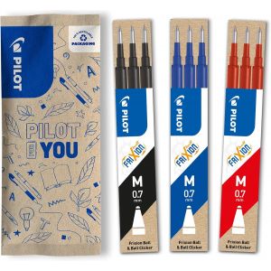 KALANKA-- Lot de 3 &eacute;tuis de 3 recharges FriXion pour stylo effa&ccedil;able. Compatibles FriXion Ball et FriXion Ball Clicker - Noir, Bleu, Rouge - Pointe Moyenne - Neuf