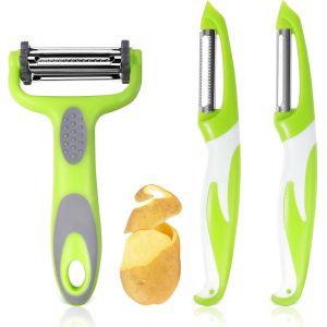 Kalanka-Eplucheur L&eacute;gumes, Universel Econome Legumes 3 En 1 Multifonction Tranchant Dent&eacute; Eplucheur Pomme De Terre &Eacute;plucheur Pour Fruits Tomate Pommes - Neuf