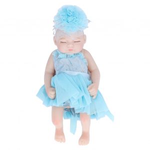 Poupee nouveau-nee de 25 cm en silicone souple, realiste, endormie, avec une belle robe et des vetements bleus - Neuf