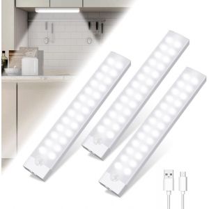 Led Lampe De Placard Avec Détecteur De Mouvement, Rechargeable Par Usb, Éclairage D'Armoire À Capteur De Cuisine, Dimmable Lumière De Placard, Veilleuse Enfant Pour Armoire, Escalier, Couloir - Neuf