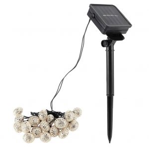 Hjlian Guirlande Lumineuse Solaire Decorative En Metal A 20 Led En Forme De Boule Creuse Pour Fete De Noel Dans Le Jardin - Neuf