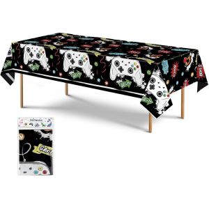 Letnerny-Nappe F&ecirc;te De Jeu Vid&eacute;o - 1pc Fournitures De Jeu Vid&eacute;o Noir Pour La F&ecirc;te D'anniversaire Des Gar&ccedil;ons D&eacute;coration De F&ecirc;te Couverture De Table Plastique Jetable Pour Enfants Joueur 137 X 274cm - Neuf