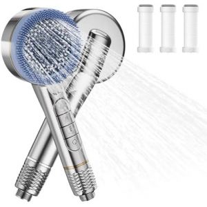 Pommeau de douche haute pression - Pommeau de douche anticalcaire avec 3 filtres, 4 modes de jets, pommeau de douche - Neuf
