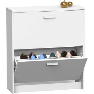 Ulteronixshop-MUEBLES PITARCH | Meuble de Rangement &agrave; chaussures 12 paires de chaussures, Meuble auxiliaire &eacute;troit 2 portes, Meuble &agrave; chaussures d'entr&eacute;e, Blanc, 82x74x25cm, Collection Tibet - Neuf