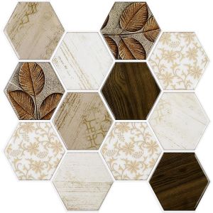 Credence Adhesive Pour Cuisine Bois Naturel Dalle Pvc Adhesive Murale 3d 32 Dalles Hexagone Impermeable Credence Adhesive Salle De Bain Marron 30x30cm Carrelage Adhesif Mural Cuisi[App8808639] - Neuf