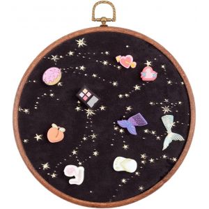 Kal-Présentoir Mural Rond En Polyester Pour Badges Broches Fanions Boucles D'oreilles En Velours Colliers Épingles En Émail Présentoir De Collection Étui De Rangement Pour Bijoux Noir - Neuf