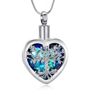 Kal-Colliers Urne Funéraire En Forme De Coeur Pour Les Cendres Pour Femmes Bijoux Fleur Mémorial Mini Keepsake Cendres Pendentif Creux - Neuf
